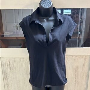 Theory Black Cap Sleeve Blouse